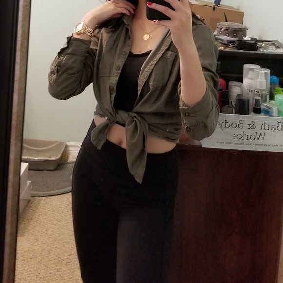 WESTPORT Embroidered Army Green Button Down Shirt - Picture 3 of 7